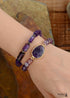 Pulsera Boho, Pulsera Elástica, Lapislázuli Azul y Amatista Morada