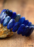 Pulsera Boho, Pulsera Elástica, Lapislázuli Azul y Amatistas Moradas