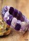 Pulsera Boho, Pulsera Elástica, Lapislázuli Azul y Amatistas Moradas