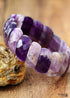 Pulsera Boho, Pulsera Elástica, Lapislázuli Azul y Amatistas Moradas