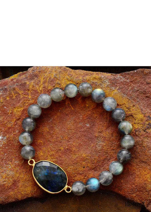 Pulsera Boho, Pulsera Elástica, Labradorita