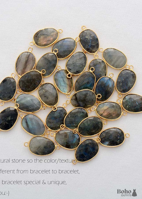 Pulsera Boho, Pulsera Elástica, Labradorita