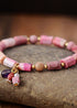 Boho Bracelet, Stretchy Bracelet, Pink and Blue Rhodonite
