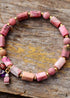 Boho Bracelet, Stretchy Bracelet, Pink and Blue Rhodonite