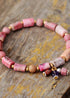 Boho Bracelet, Stretchy Bracelet, Pink and Blue Rhodonite