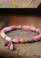 Boho Bracelet, Stretchy Bracelet, Pink and Blue Rhodonite