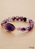 Boho Bracelet, Stretchy Bracelet, Purple Phantom and Amethyst