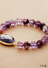 Boho Bracelet, Stretchy Bracelet, Purple Phantom and Amethyst