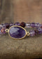 Boho Bracelet, Stretchy Bracelet, Purple Phantom and Amethyst