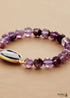 Boho Bracelet, Stretchy Bracelet, Purple Phantom and Amethyst