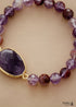 Boho Bracelet, Stretchy Bracelet, Purple Phantom and Amethyst