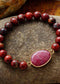 Boho Bracelet, Stretchy Bracelet, Red Rhodonite and Jasper