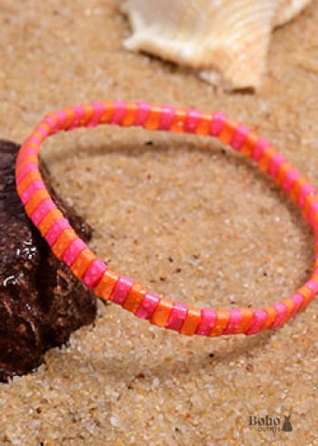 Pulsera Boho, Pulsera Tila Bead, Colorida