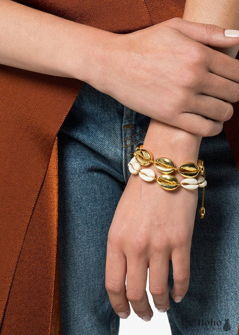 Boho Bracelet, White Gold Puka Shell Bracelet, Sea