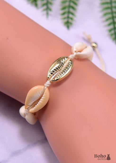 Pulsera Boho, Pulsera de Concha Puka Blanca, Mar