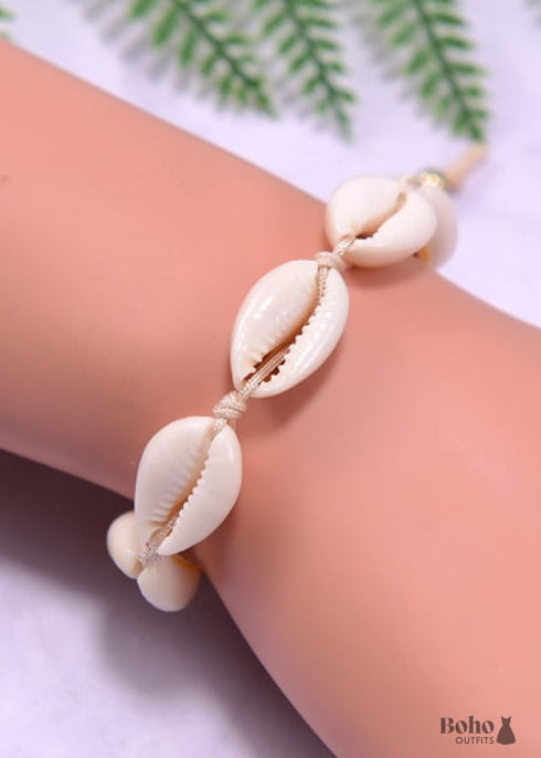 Pulsera Boho, Pulsera de Concha Puka Blanca, Mar