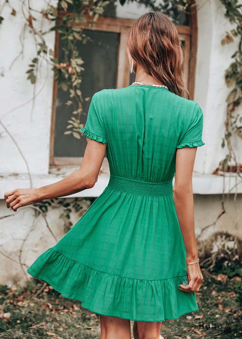 Boho Bright Green Mini Dress Debra