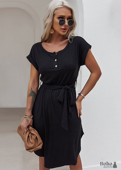Boho Casual Style Midi Dress Anaya