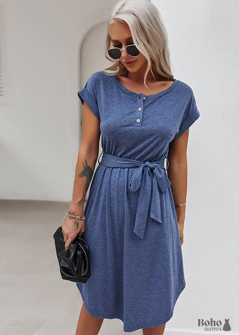 Boho Casual Style Midi Dress Anaya