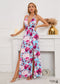 Boho Deep V-neck Blue Maxi Dress Eloise