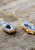Boho Earrings, Dangle Earrings, Black Druzy
