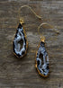 Boho Earrings, Dangle Earrings, Black Druzy