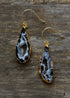 Boho Earrings, Dangle Earrings, Black Druzy