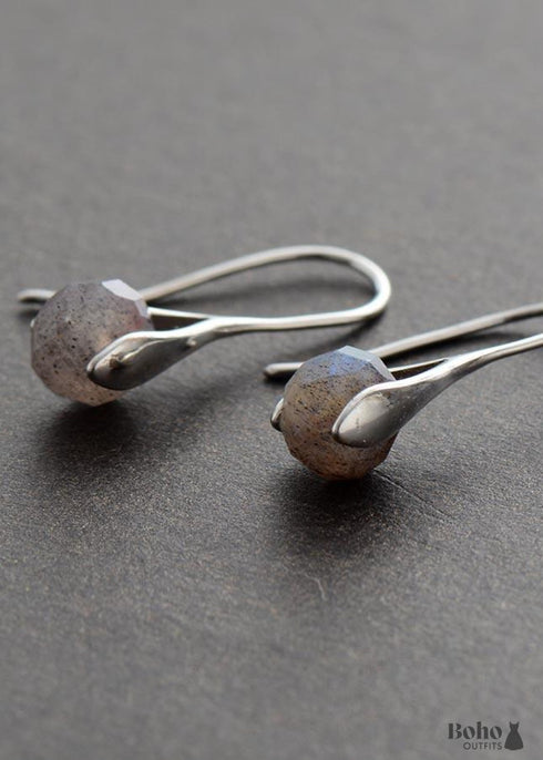 Pendientes bohemios, pendientes colgantes, labradorita negra