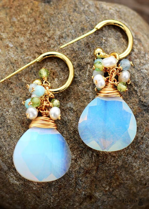 Pendientes Boho, Pendientes Colgantes, Amazonita Azul, Celebrate