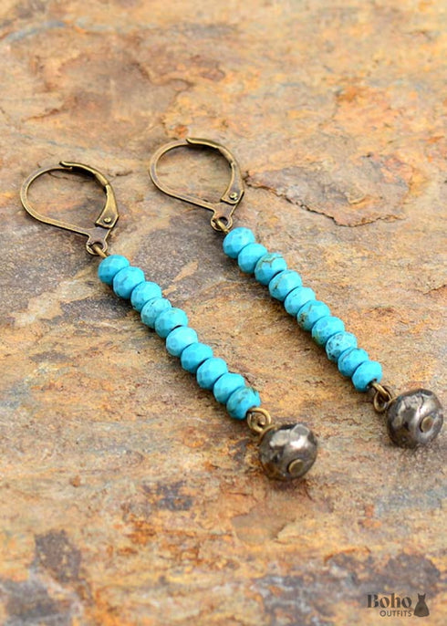 Pendientes bohemios, pendientes colgantes, labradorita azul y negra