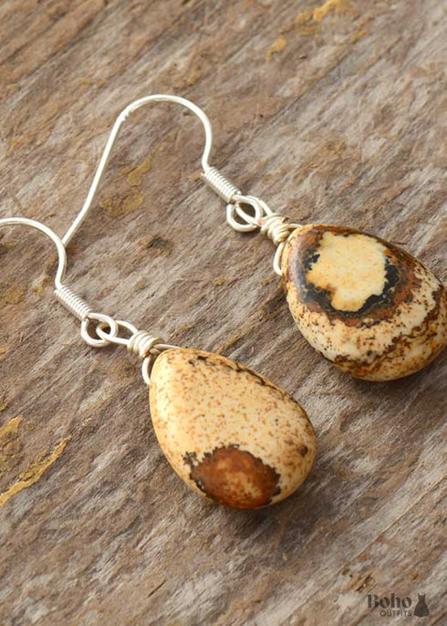 Boho Earrings, Dangle Earrings, Blue Faceted Amazonite