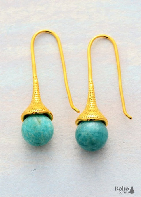 Pendientes bohemios, pendientes colgantes, lapislázuli azul y ojo de tigre