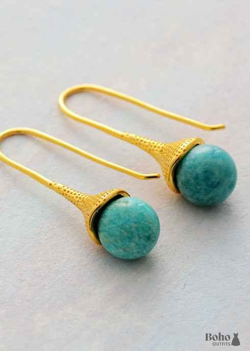 Pendientes bohemios, pendientes colgantes, lapislázuli azul y ojo de tigre