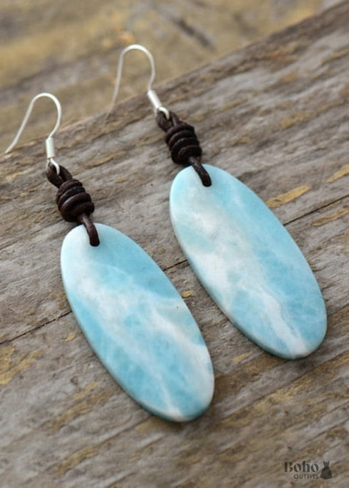 Boho Earrings, Dangle Earrings, Blue Stone