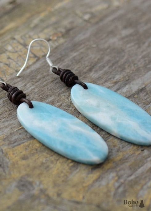 Boho Earrings, Dangle Earrings, Blue Stone