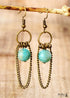 Boho Earrings, Dangle Earrings, Chain Blue Amazonite