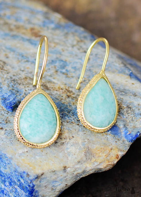 Boho Earrings, Dangle Earrings, Cute Elegant Blue Amazonite