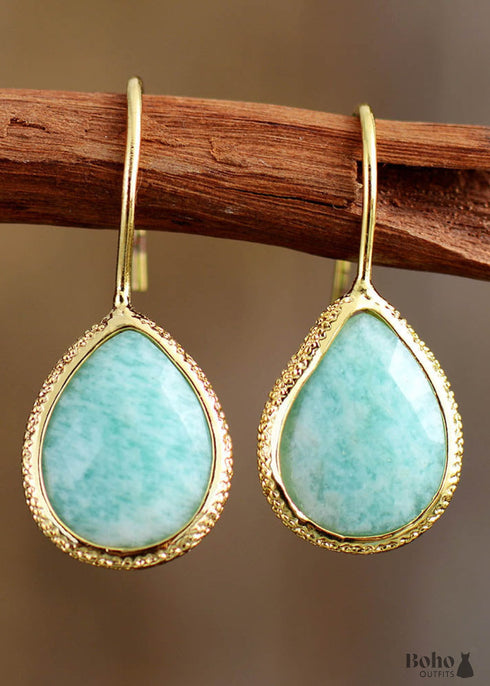 Boho Earrings, Dangle Earrings, Cute Elegant Blue Amazonite