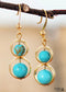 Boho Earrings, Dangle Earrings, Double Blue Turquoise