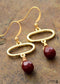 Pendientes bohemios, pendientes colgantes, elipse de jaspes rojos