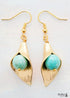 Pendientes bohemios, pendientes colgantes, flor dorada de amazonita azul