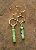 Pendientes bohemios, pendientes colgantes, jaspe verde