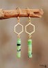 Pendientes bohemios, pendientes colgantes, jaspe verde