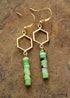 Pendientes bohemios, pendientes colgantes, jaspe verde