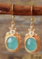 Boho Earrings, Dangle Earrings, Green Rhinestone Gold