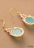 Boho Earrings, Dangle Earrings, Green Rhinestone Gold
