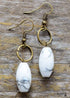 Boho Earrings, Dangle Earrings, Loop White Brown Jasper
