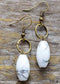 Boho Earrings, Dangle Earrings, Loop White Brown Jasper