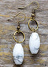 Boho Earrings, Dangle Earrings, Loop White Brown Jasper