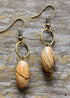 Boho Earrings, Dangle Earrings, Loop White Brown Jasper